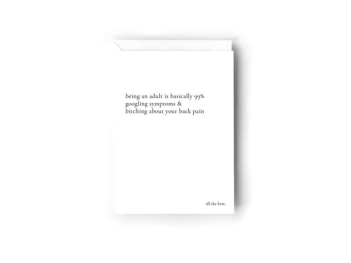 Being an adult is googling card - Creativien