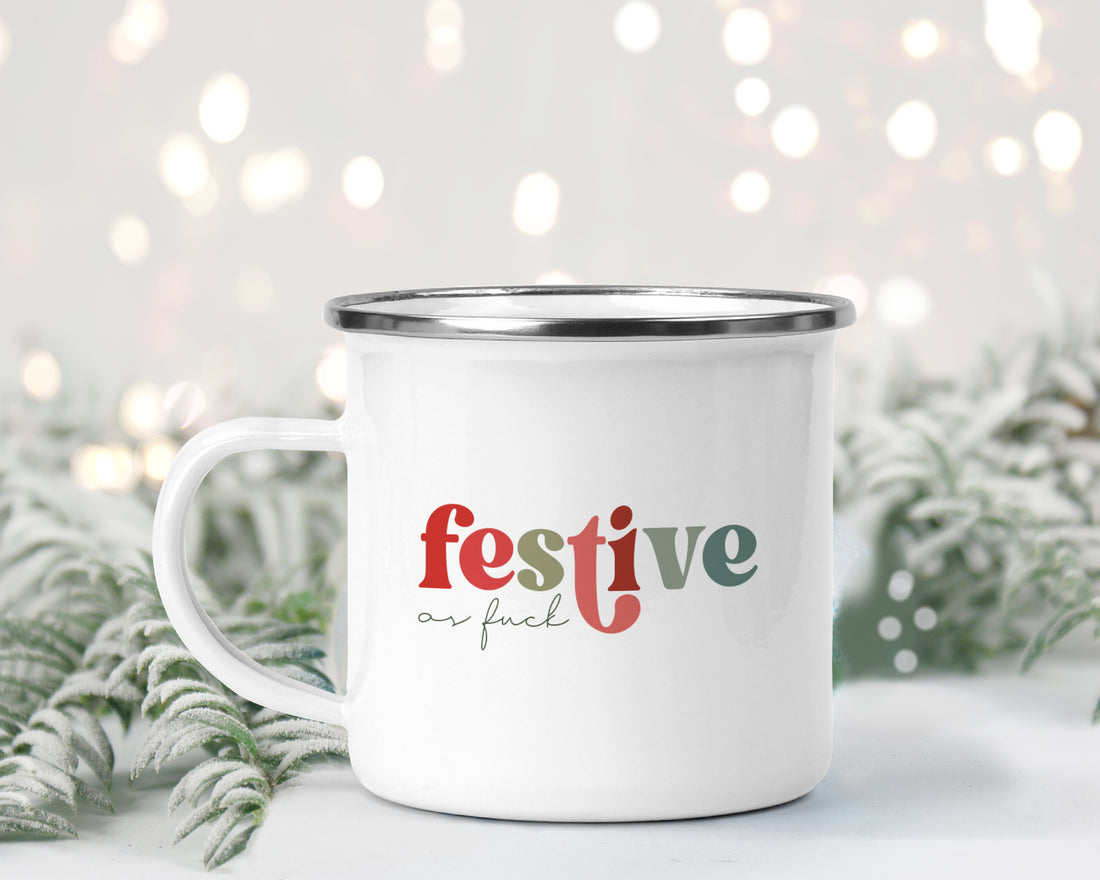 Festive as fuck Enamel Mug  - Creativien