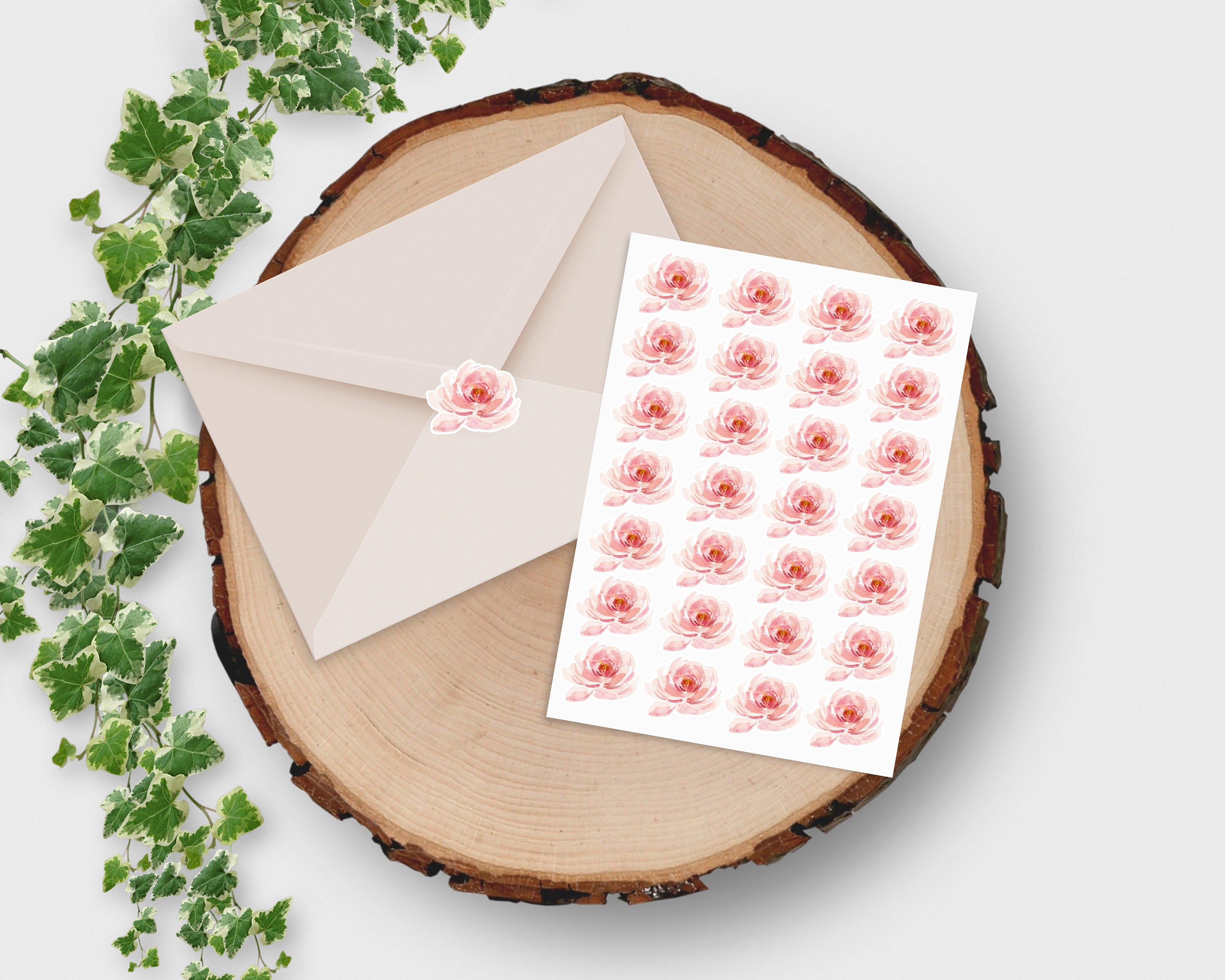 Watercolour Pink Flower Stickers  - Creativien